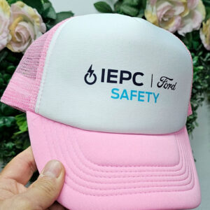 Gorra malla esponja rosa y blanco personalizable