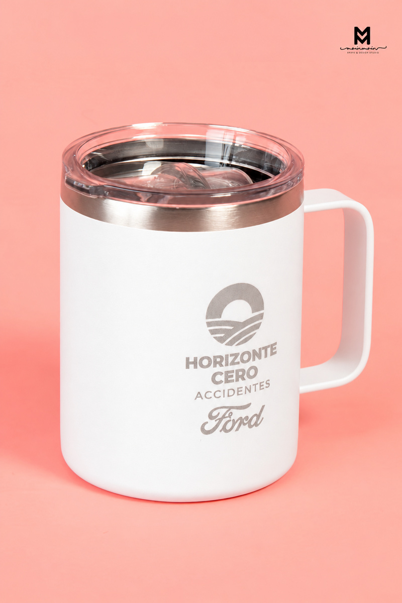 Taza metálica color blanco 500 ml para uso diario de alta durabilidad mod-APTMBCA0210